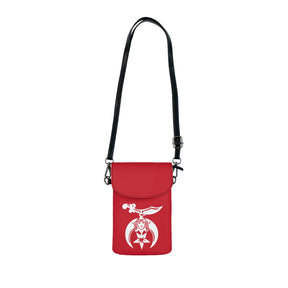 Shriners Cell Phone Wallet - Red Microfiber Leather With Adjustable Strap - Bricks Masons