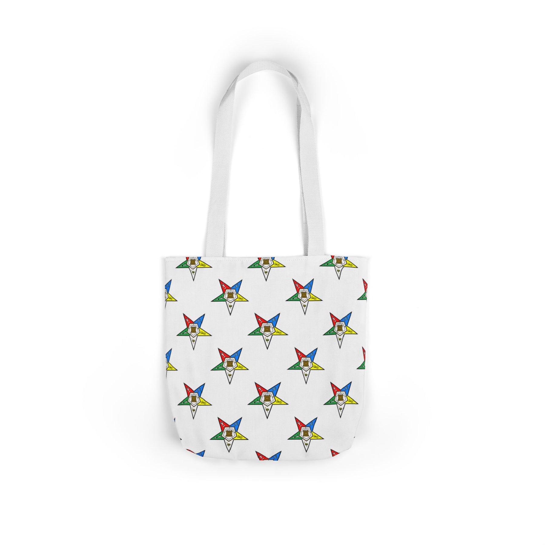 OES Tote Bag - White Polyester With Colorful Star - Bricks Masons
