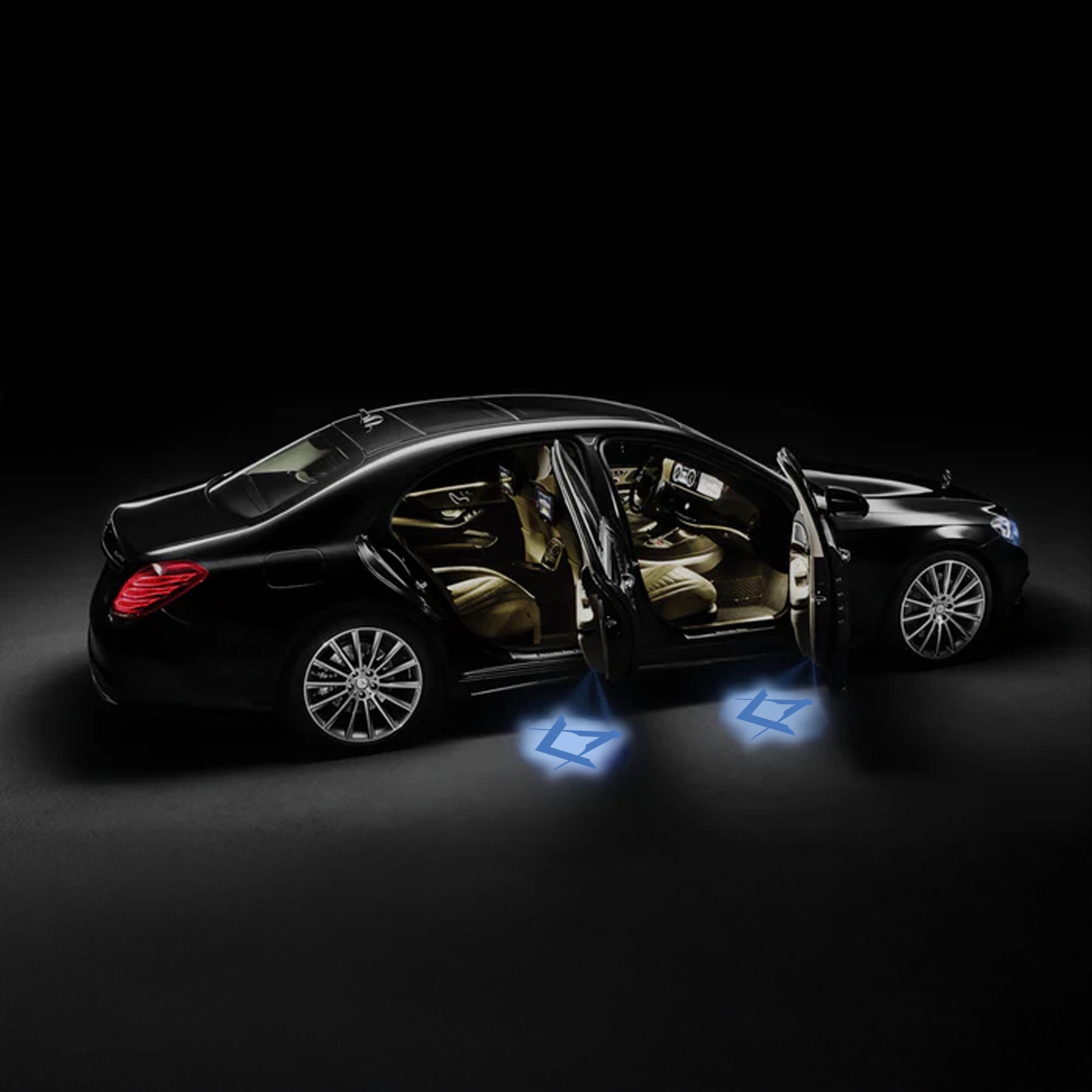 Master Mason Blue Lodge Car Door Light Projector - 2 Pieces Wireless LED Square & Compass - Bricks Masons