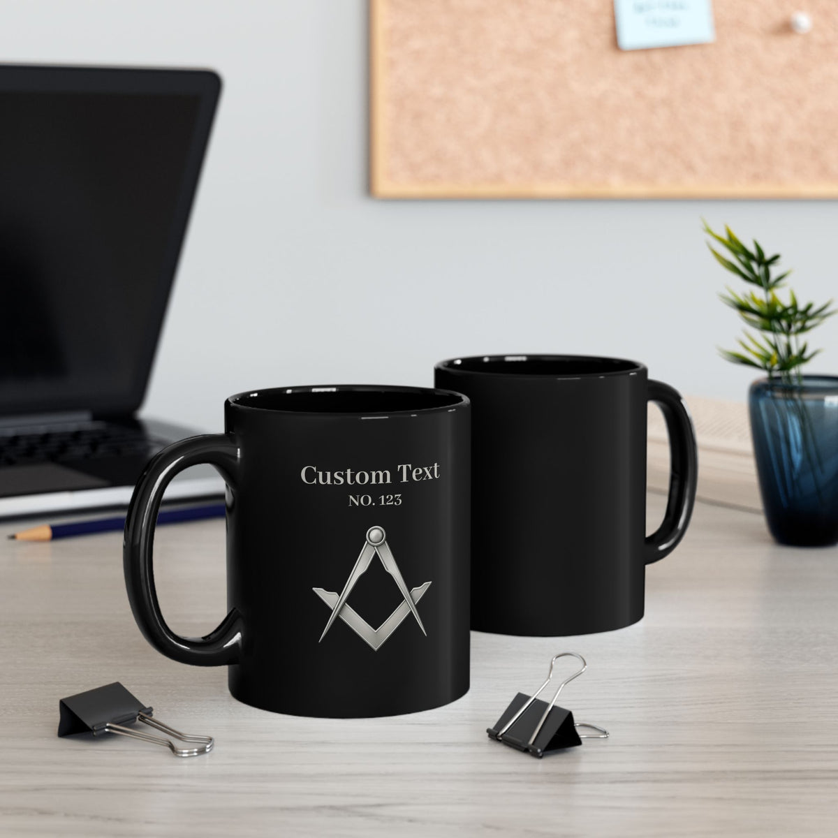 Master Mason Blue Lodge 11oz Black Mug - Bricks Masons