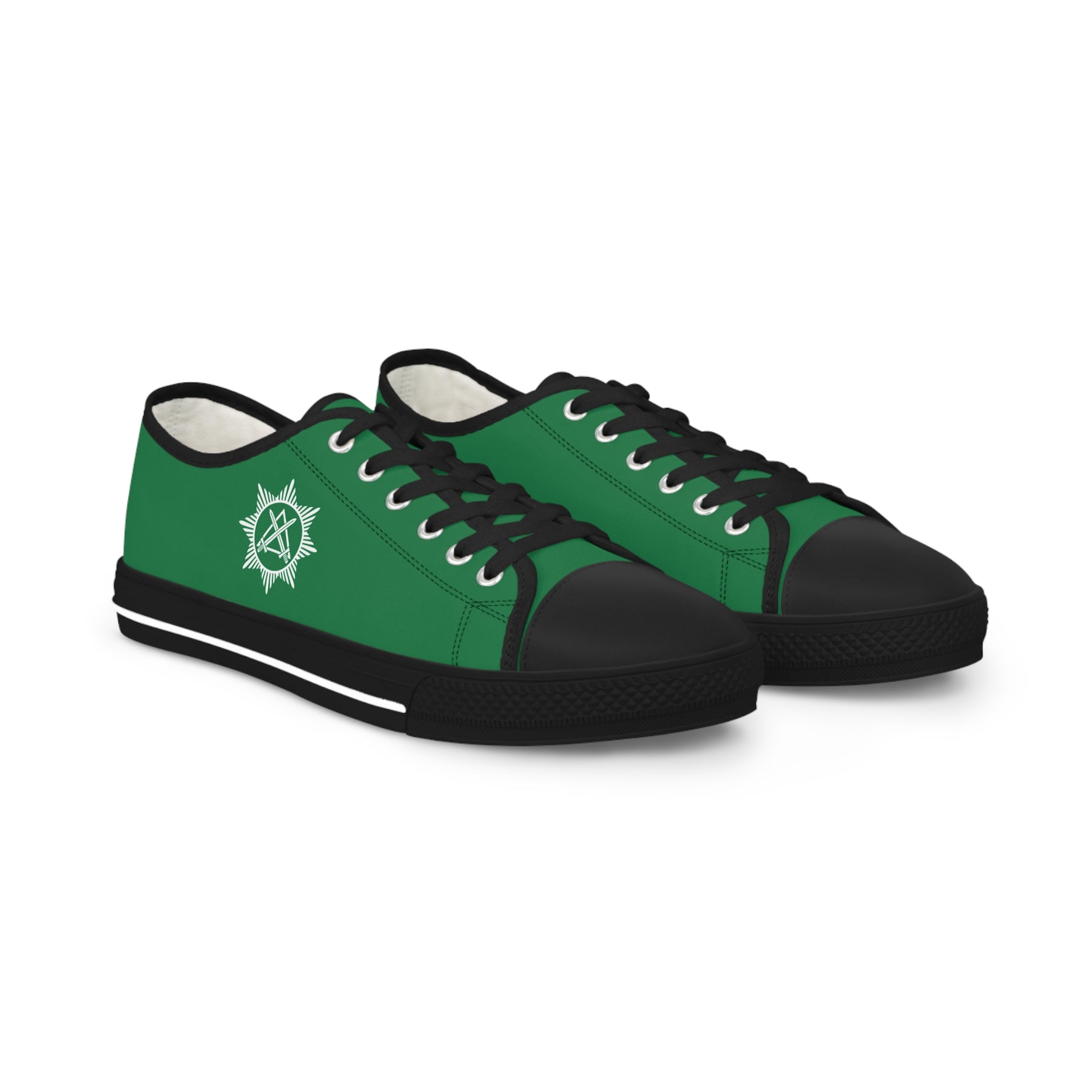 Knight Masons Sneaker - Low Top Sneaker Black & White Green Canvas - Bricks Masons