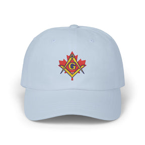 Master Mason Blue Lodge Canada Jurisdiction Baseball Cap - Red Maple Leaf S&C - Bricks Masons