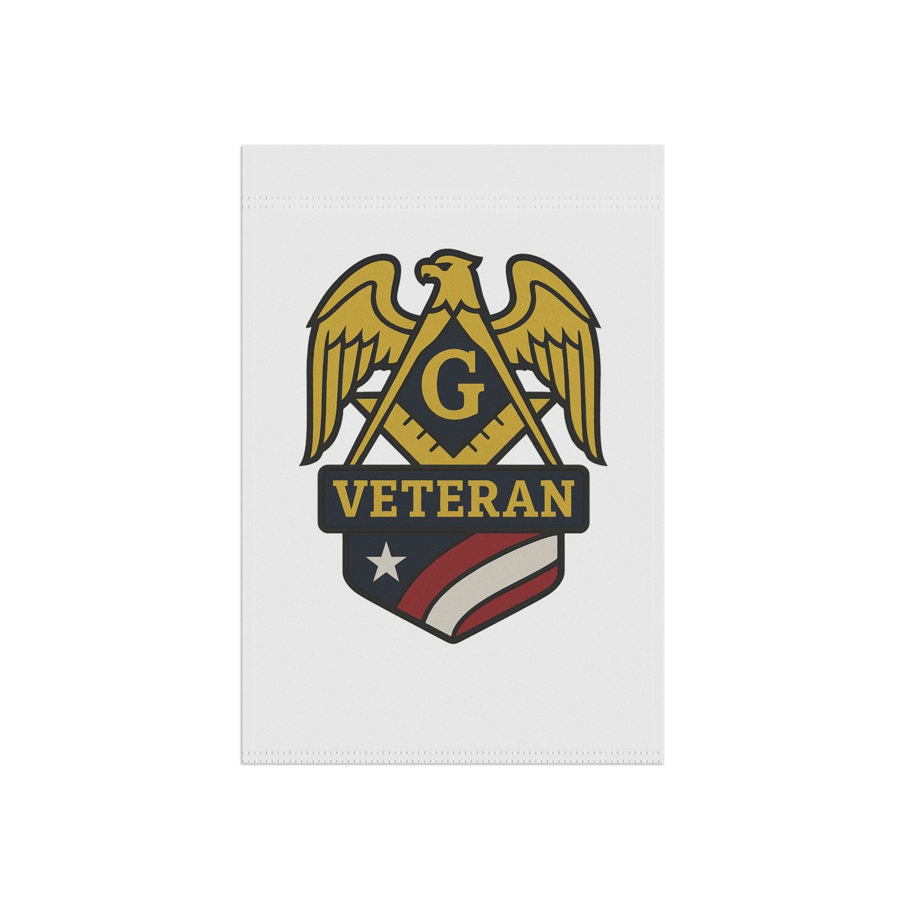 Master Mason Blue Lodge Yard Flag - White Veteran Mason Printed Poly Poplin - Bricks Masons