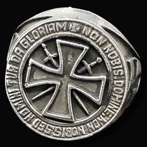 Non Nobis Domine Templar Ring In Silver 12 Gr Art 1705 - Bricks Masons