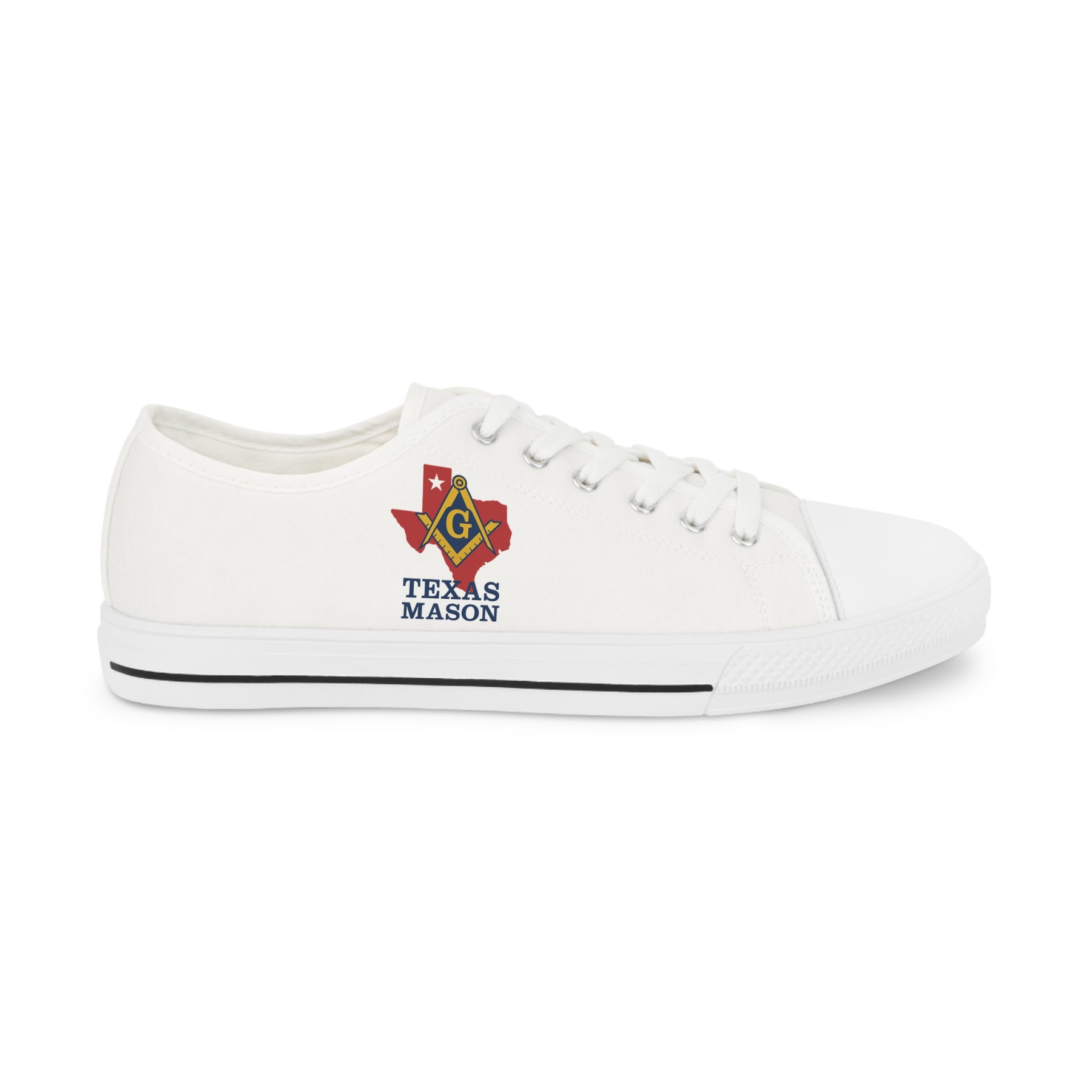 Master Mason Blue Lodge Sneaker - Low Top Sneaker Black & White Texas Mason - Bricks Masons