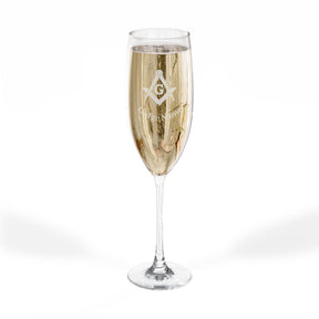 Master Mason Blue Lodge Champagne Flute - Square & Compass G with Personalization - Bricks Masons