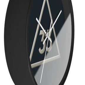 33rd Degree Scottish Rite Clock - Silver Triangle with 33 on Wooden Frame - Bricks Masons