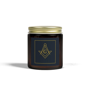 Master Mason Blue Lodge Candle - Scented Coconut Apricot Wax, 4oz & 9oz - Bricks Masons