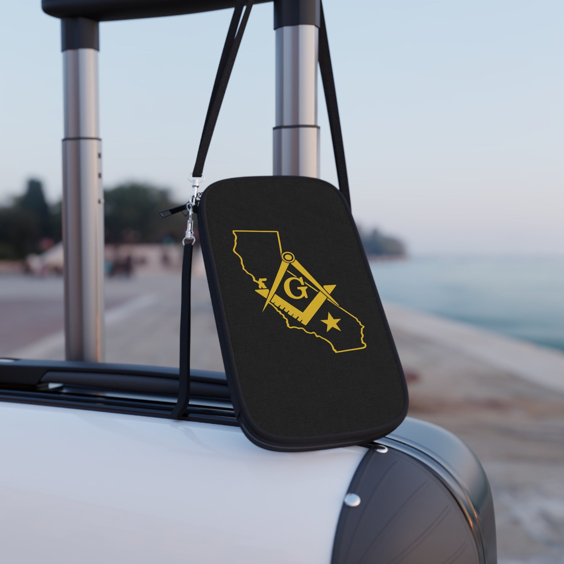 Master Mason Blue Lodge Passport Wallet - California Mason With Shoulder & Wrist Strap - Bricks Masons