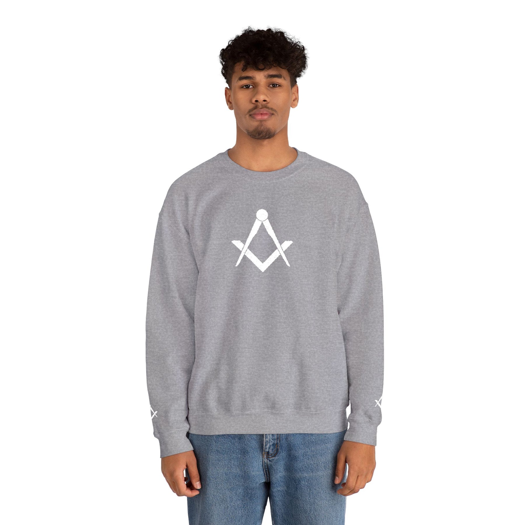 Master Mason Blue Lodge Sweatshirt - Crewneck Square & Compass Embroidery - Bricks Masons