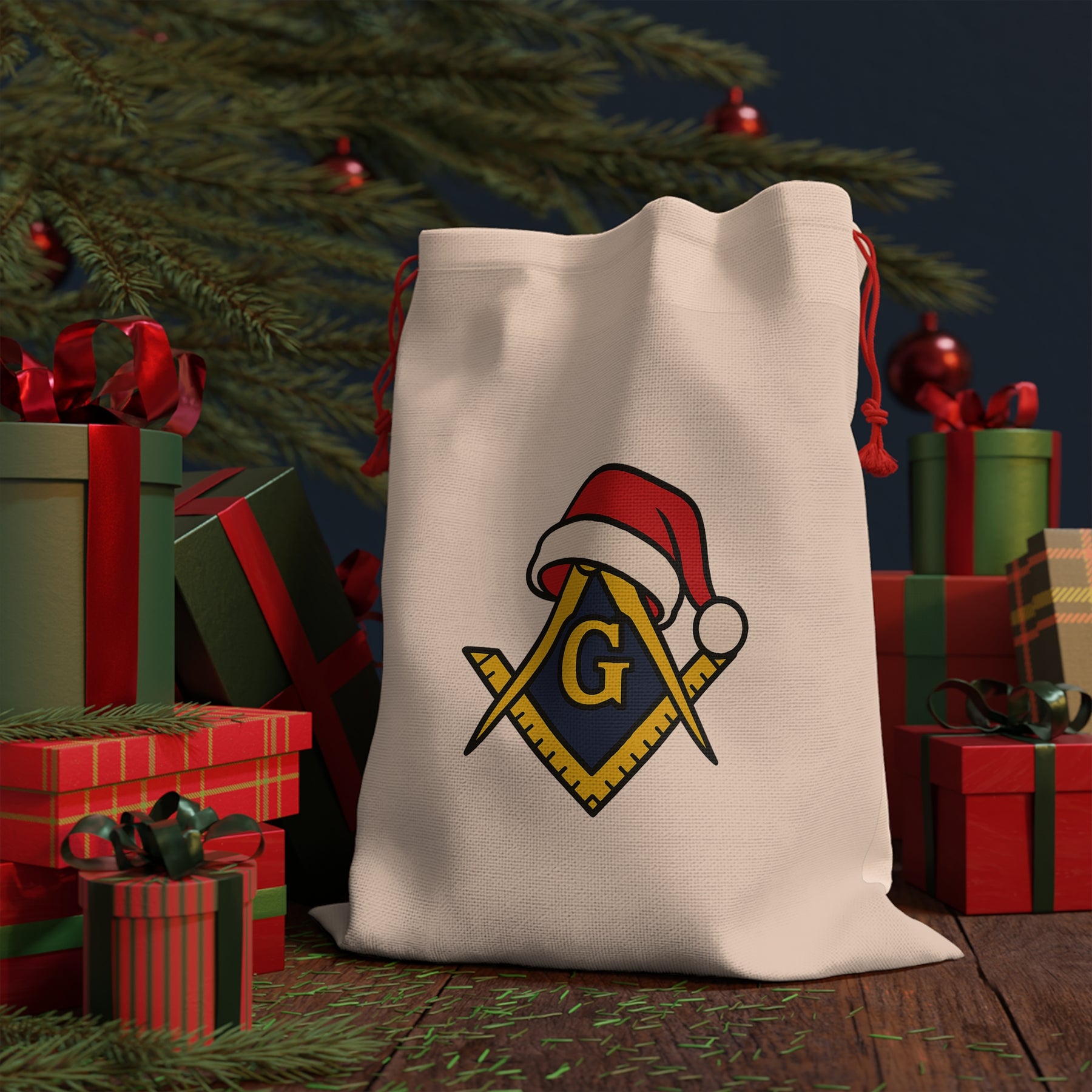 Master Mason Blue Lodge Gift Bag - S&C G Soft Polyester Drawstring Pouch - Bricks Masons