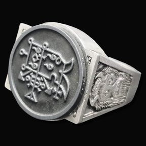 Demon Ring 53 PRESIDENT CAMIO 72 Demons Minor Key of Solomon Goetia In Silver 2.2 cm x 1.8 cm 18 Gr Art 1831 - Bricks Masons