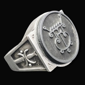 Demon Ring 56 DUKE GREMORY 72 Demons Lesser Key of Solomon Goetia In Silver 2.2 cm x 1.8 cm 18 Gr Art 1834 - Bricks Masons