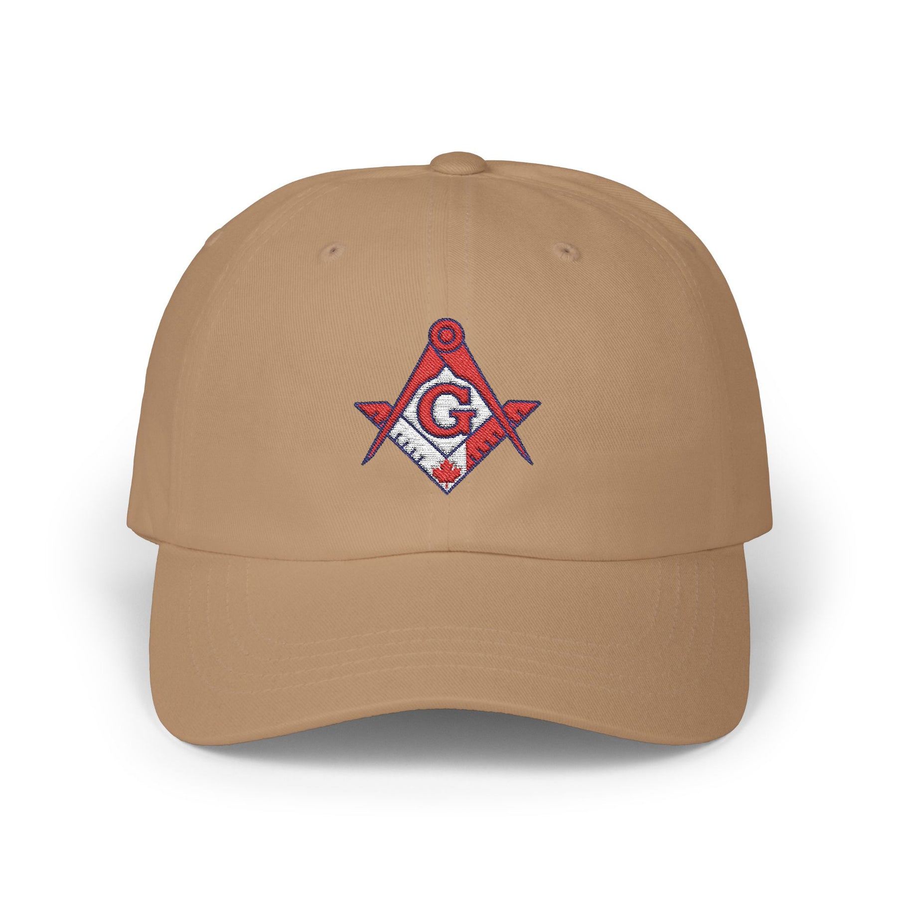 Master Mason Blue Lodge Canada Jurisdiction Baseball Cap - Red & White Square & Compass G - Bricks Masons