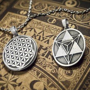 Flower of Life and Merkabah Pendant 3 cm 13 g in Silver Art 191 - Bricks Masons