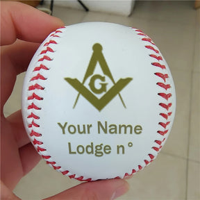 Master Mason Blue Lodge Baseball -1pc  Handmade Soft Customized Baseball Ball - Bricks Masons