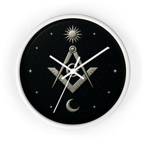 Master Mason Blue Lodge Clock - S&C on Wooden Frame with Plexiglass Cover - Bricks Masons