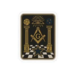Master Mason Blue Lodge Sticker Decal - Kiss-Cut The Tracing Board S & C - Bricks Masons
