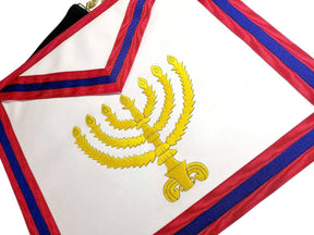 23rd Degree Scottish Rite Apron - White with Red & Blue Moire - Bricks Masons
