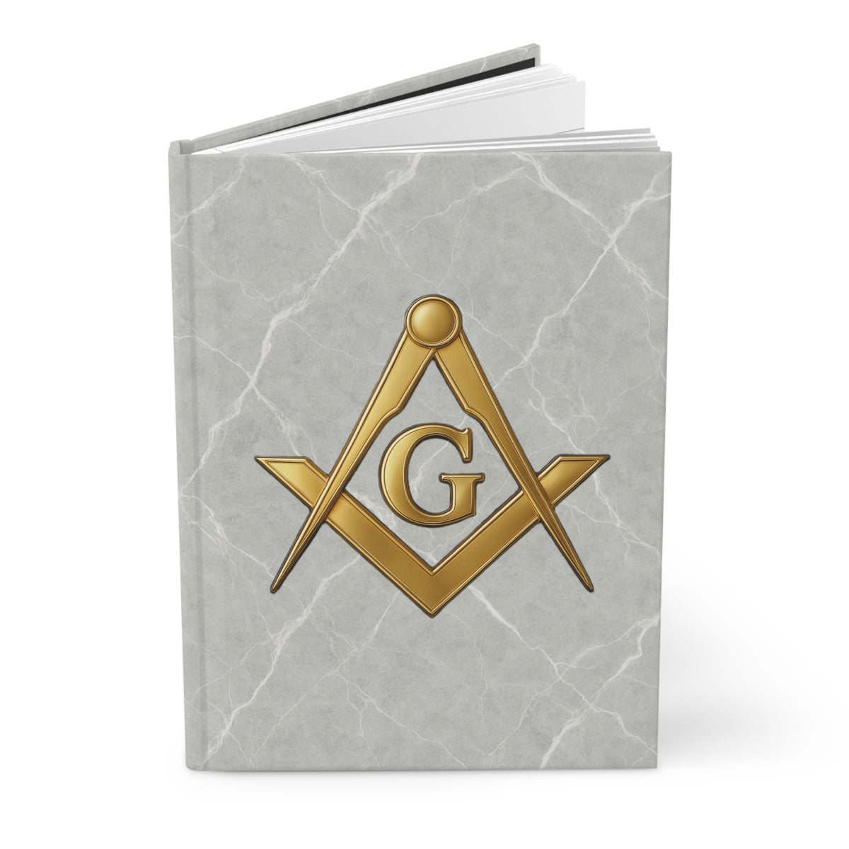 Master Mason Blue Lodge Journal - White Marble Finish Square & Compass G Notebook - Bricks Masons