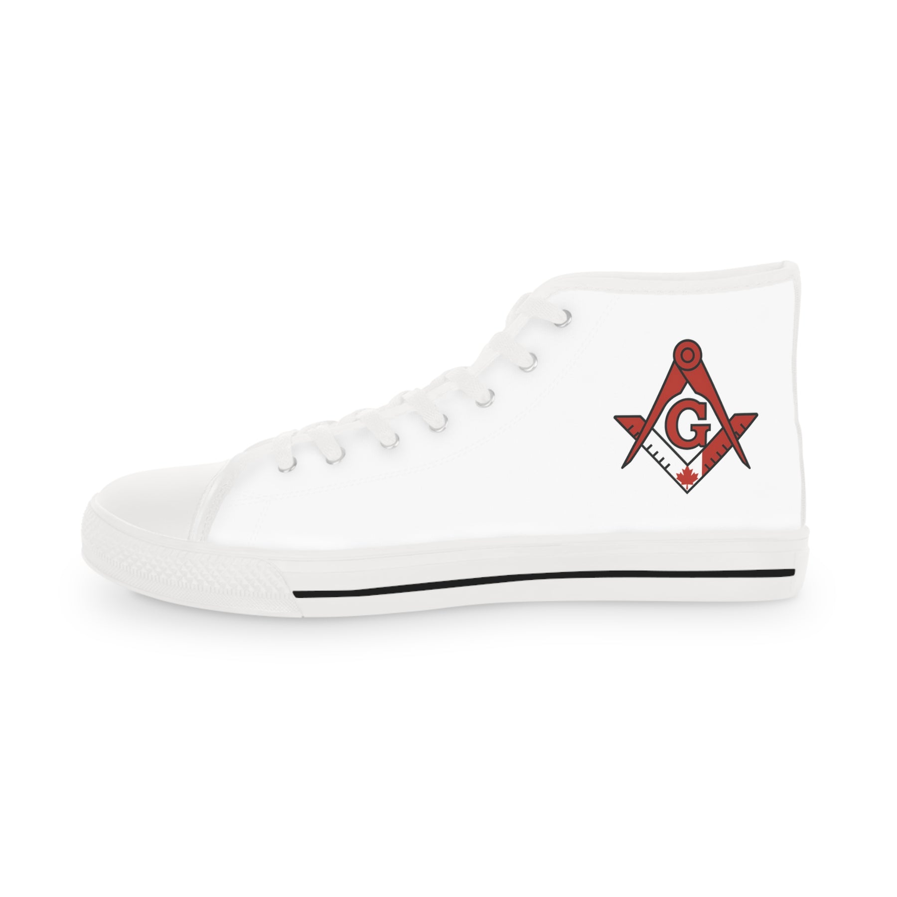 Master Mason Blue Lodge Canada Jurisdiction Sneaker - High Top Black & White Sole S&C G Flag - Bricks Masons