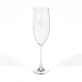 Master Mason Blue Lodge Champagne Flute - Square & Compass G with Personalization - Bricks Masons