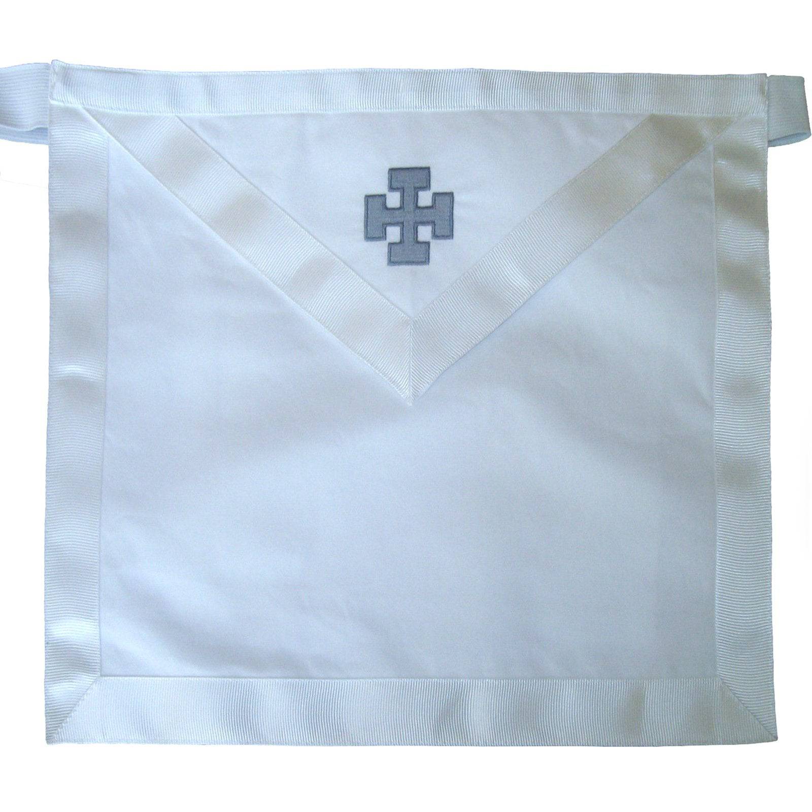 31st Degree Scottish Rite Apron - All White with Logo - Bricks Masons