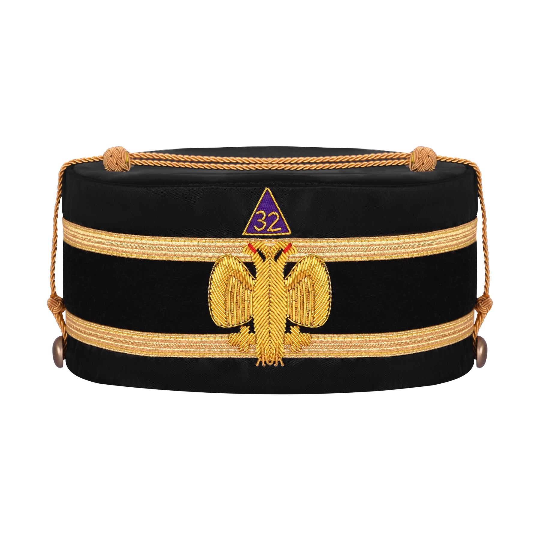 32nd Degree Scottish Rite Crown Cap - Wings Down Hand Embroidery Gold Bullion - Bricks Masons