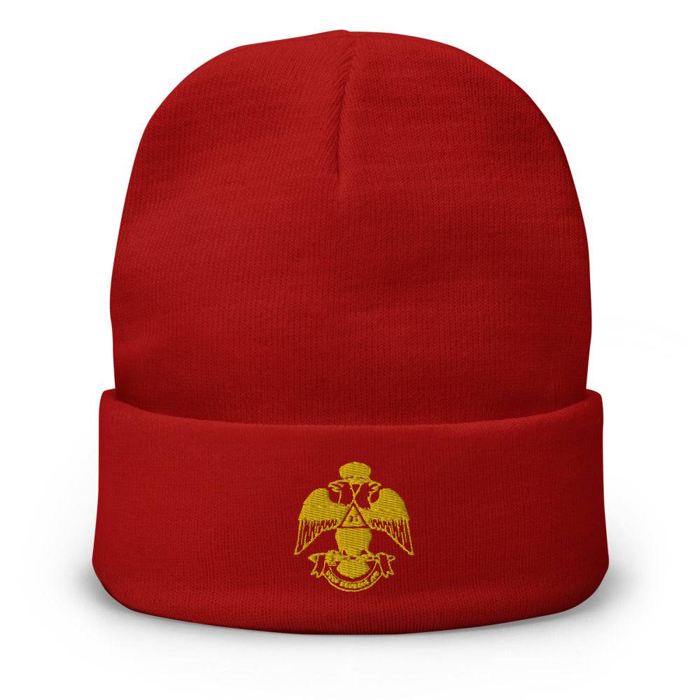 33rd Degree Scottish Rite Beanie - Wings Down Golden Embroidery - Bricks Masons
