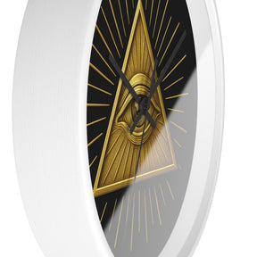 Eye of Providence Clock - Sacred Triangle Eye Emblem on Wooden Frame - Bricks Masons