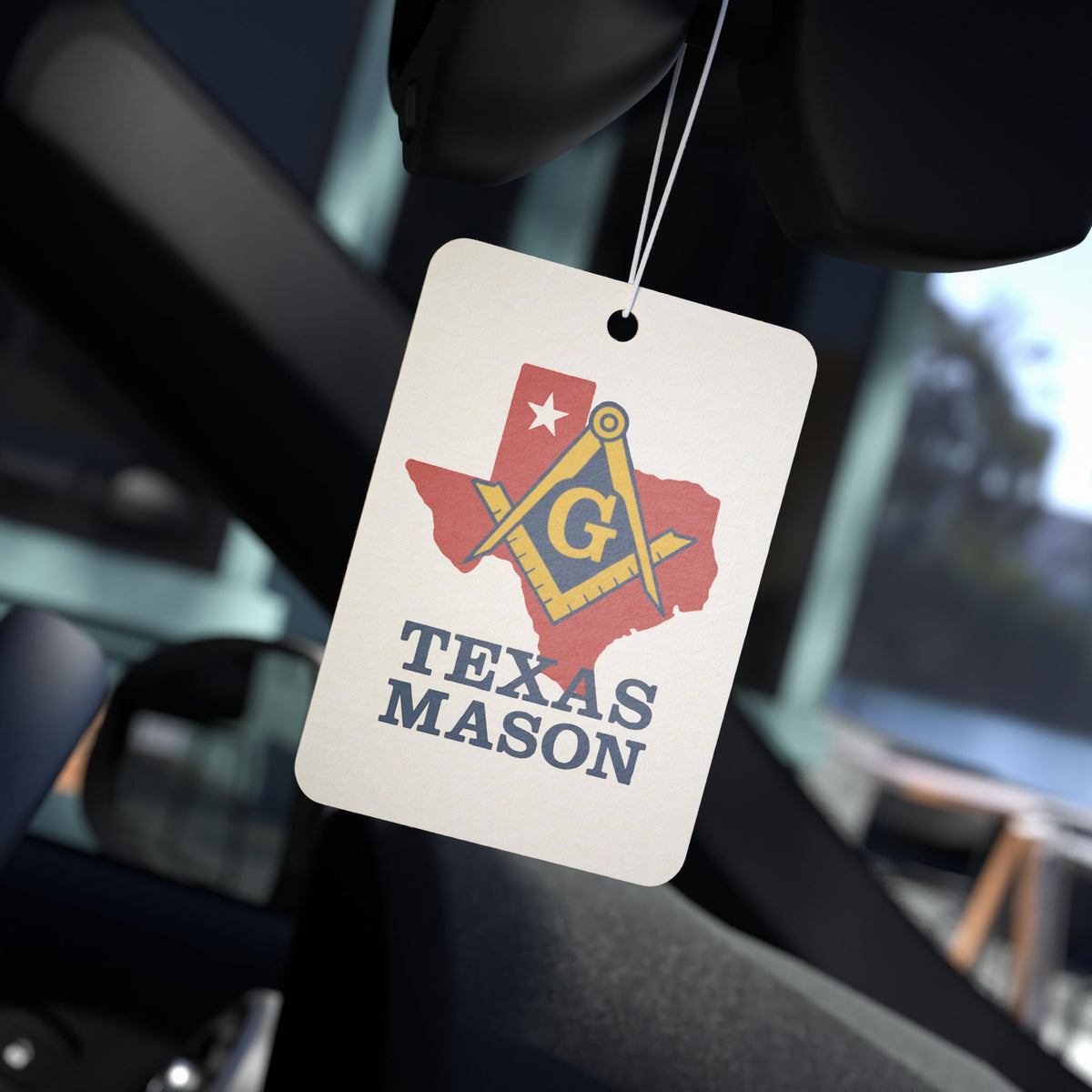 Master Mason Blue Lodge Car Air Freshener - Texas Mason Square & Compass G - Bricks Masons