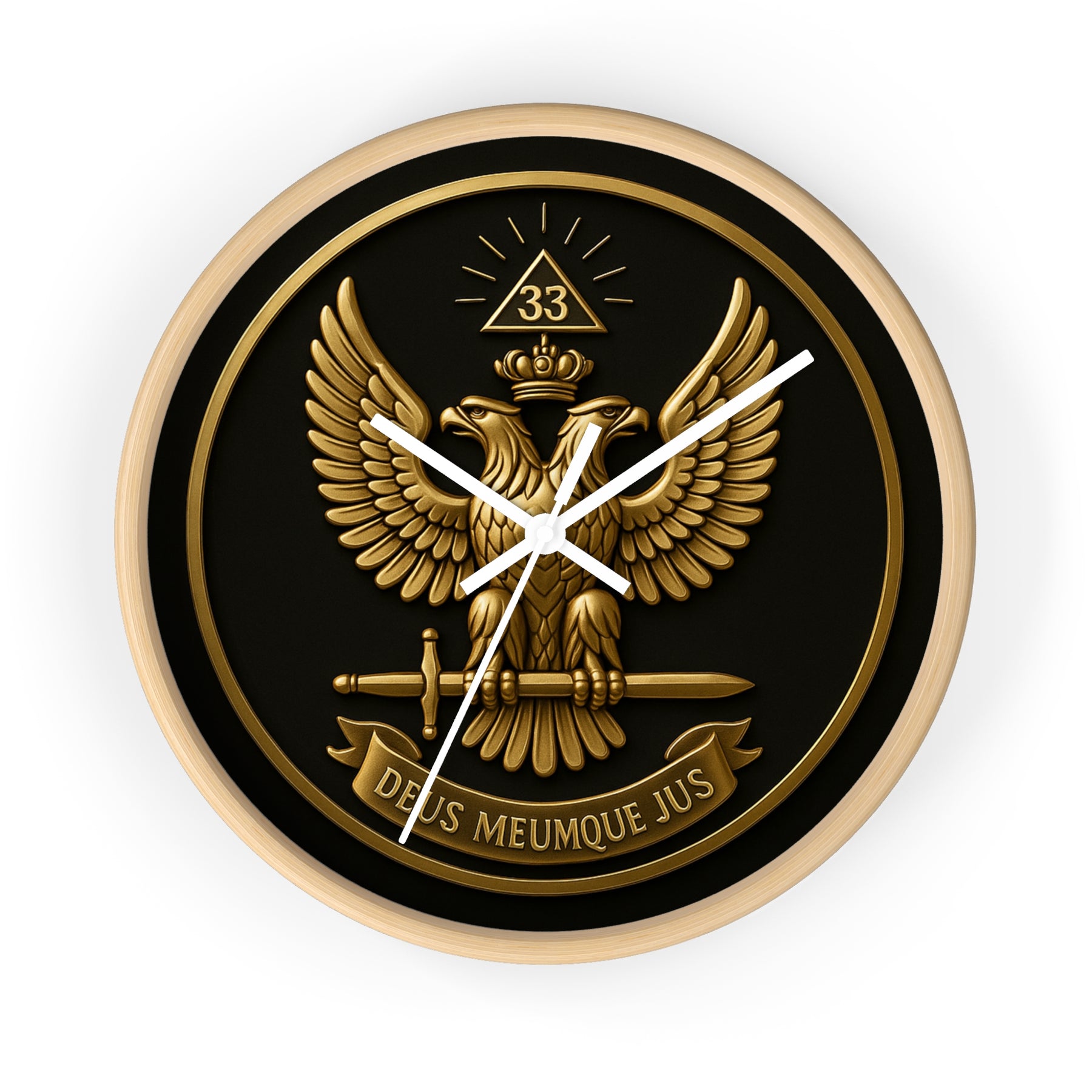 33rd Degree Scottish Rite Clock - Eagle Emblem with “Deus Meumque Jus 33” - Bricks Masons