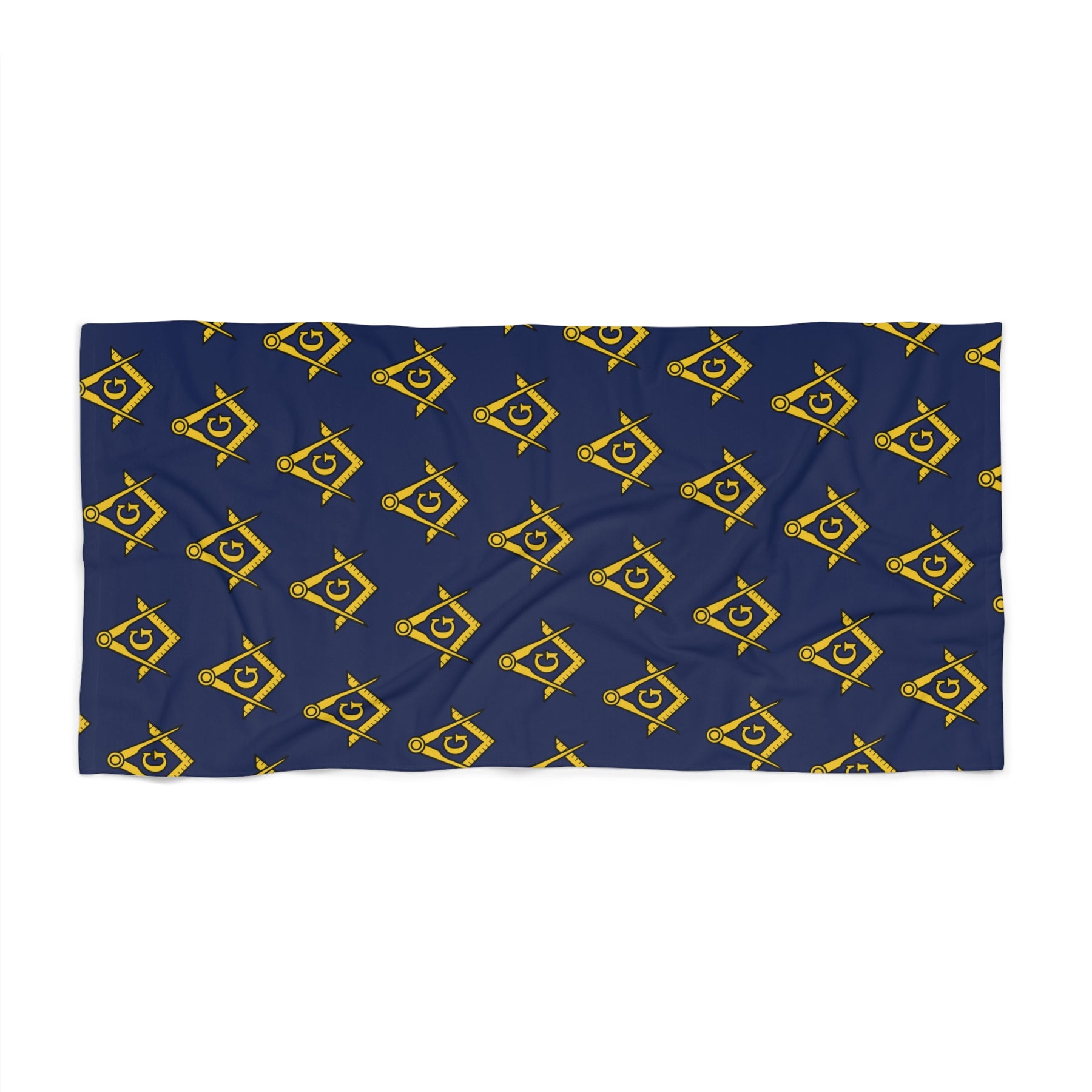 Master Mason Blue Lodge Towel - Square & Compass G Blue Beach Towel - Bricks Masons