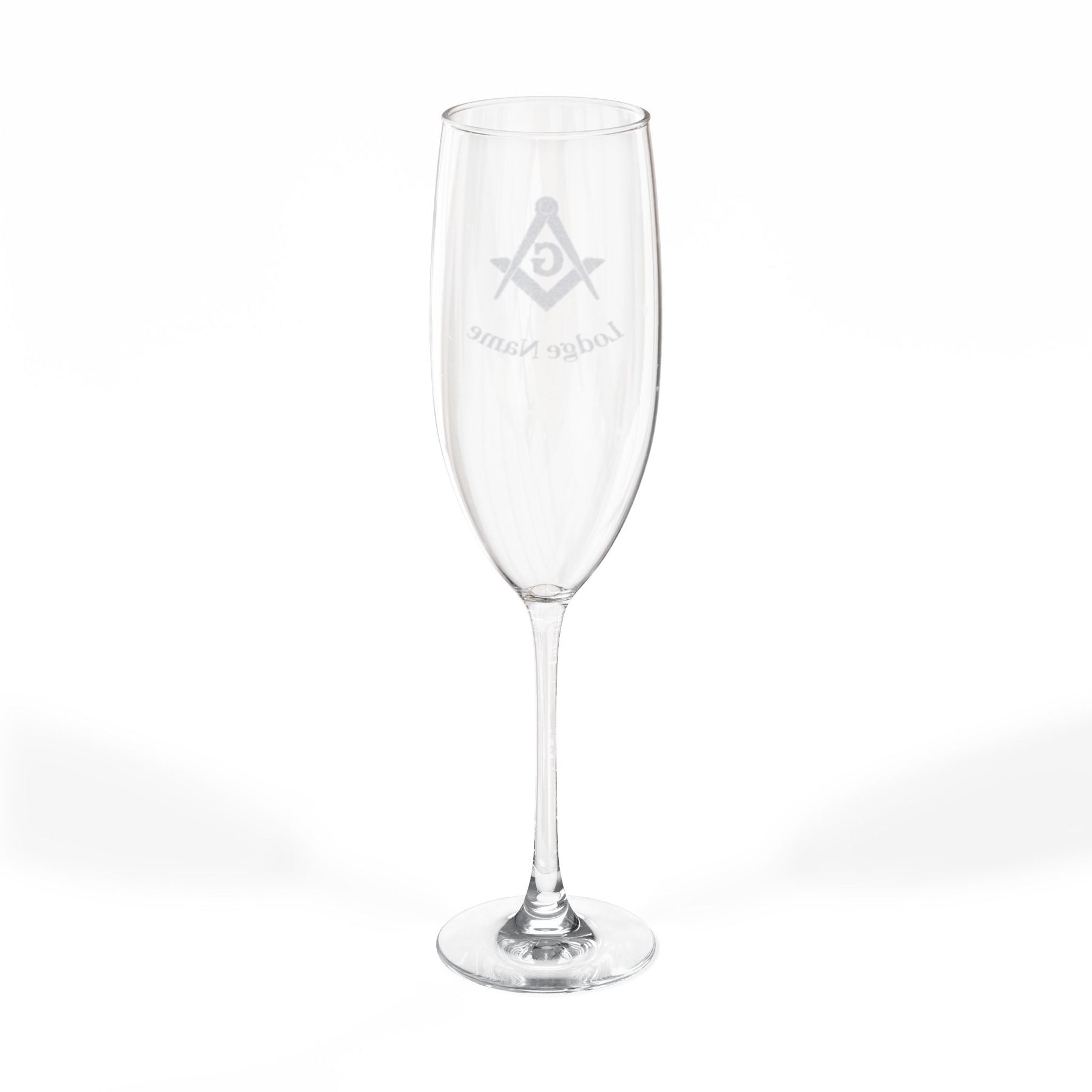 Master Mason Blue Lodge Champagne Flute - Square & Compass G with Personalization - Bricks Masons