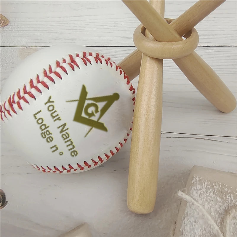 Master Mason Blue Lodge Baseball -1pc  Handmade Soft Customized Baseball Ball - Bricks Masons