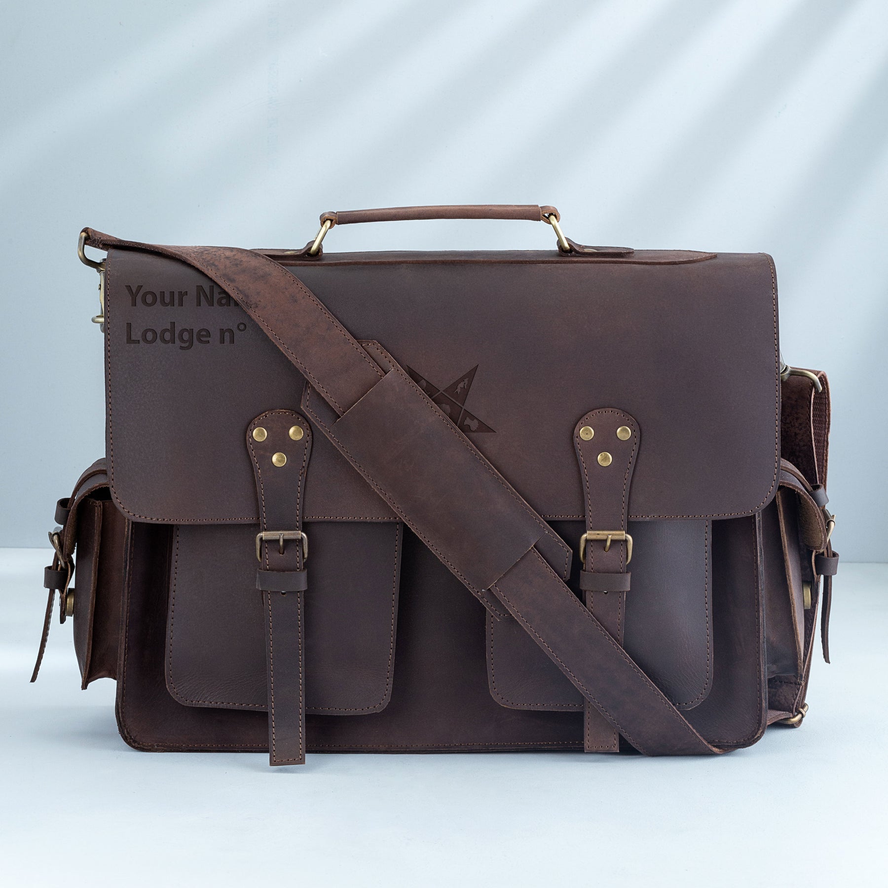 OES Briefcase - Handmade Leather - Bricks Masons