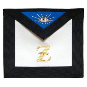 4th Degree Scottish Rite Apron - White, Blue with Black Moire - Bricks Masons