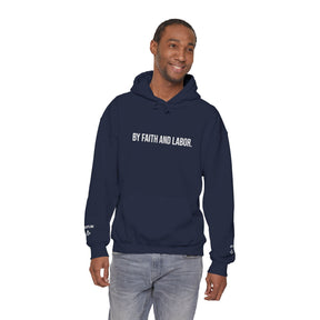 Master Mason Blue Lodge Hoodie - By Faith And Labor with Square & Compass G Embroidery - Bricks Masons
