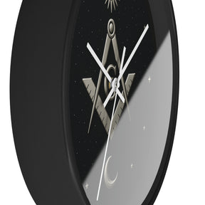 Master Mason Blue Lodge Clock - S&C on Wooden Frame with Plexiglass Cover - Bricks Masons