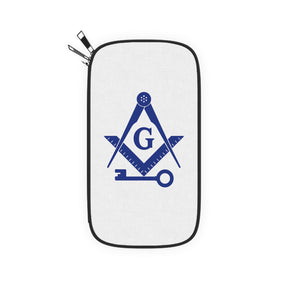 International Masons Passport Wallet - Blue & White With Shoulder & Wrist Strap - Bricks Masons
