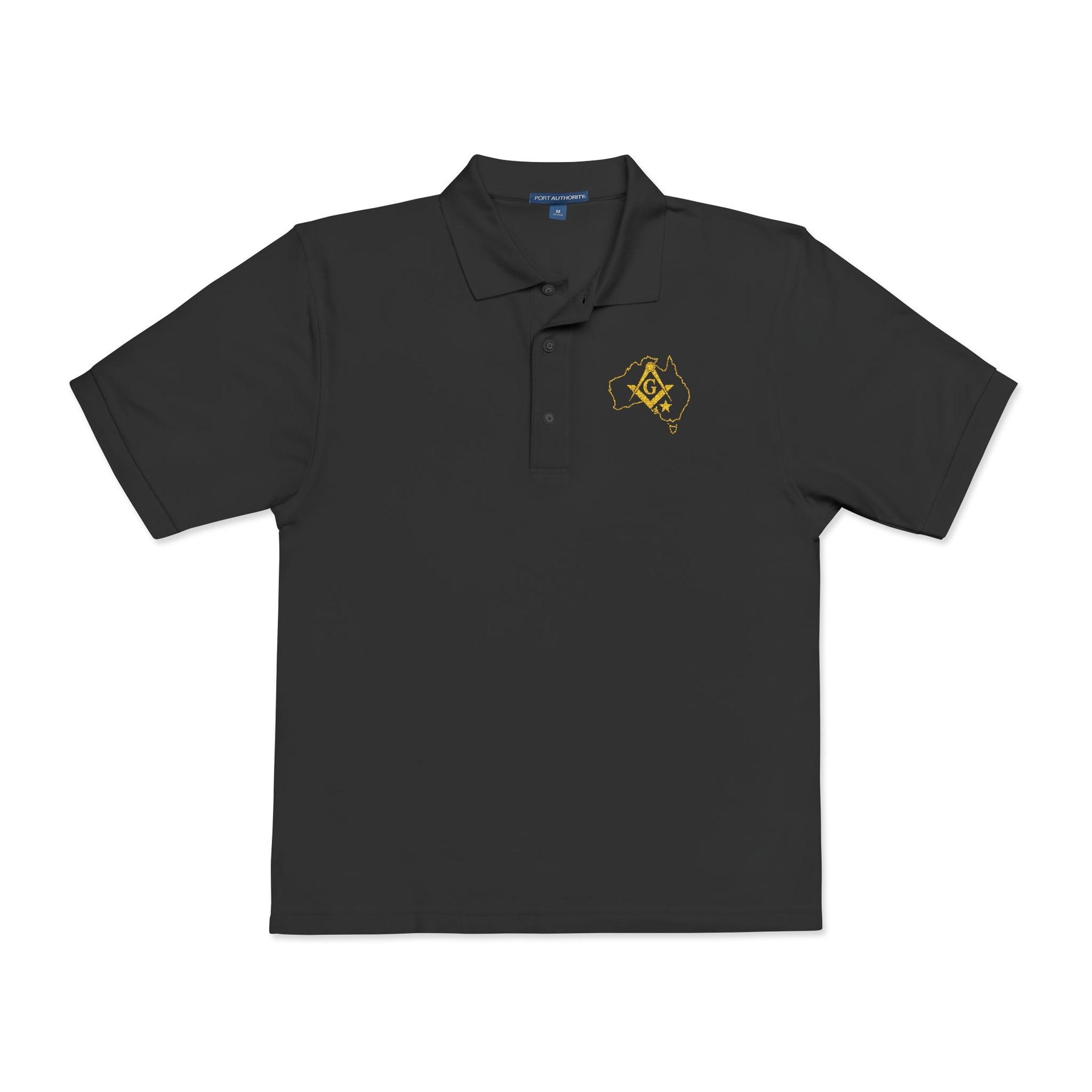 Master Mason Blue Lodge Australia Jurisdiction Polo Shirt - Embroidered S&C Australia Map - Bricks Masons