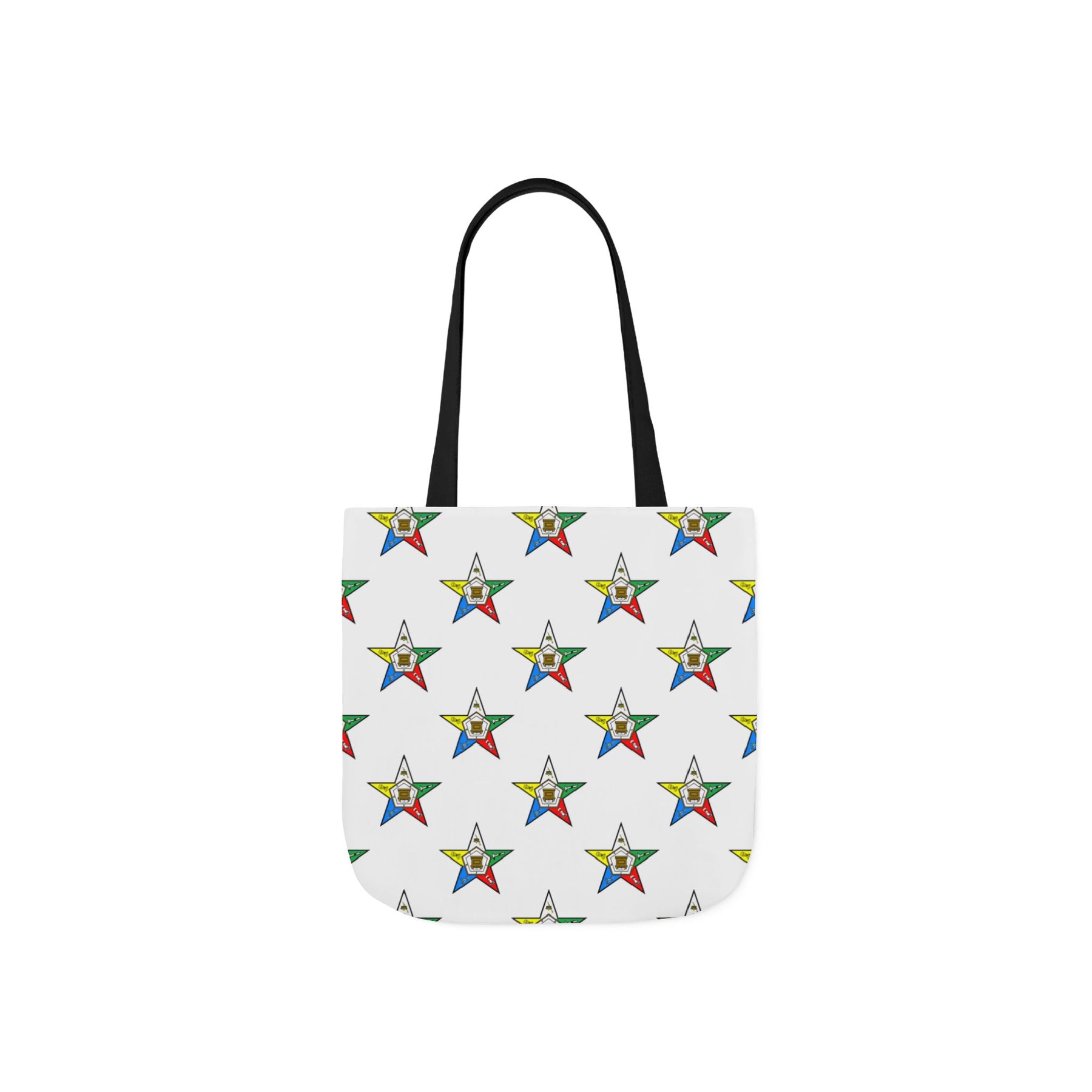 OES Tote Bag - White Polyester With Colorful Star - Bricks Masons
