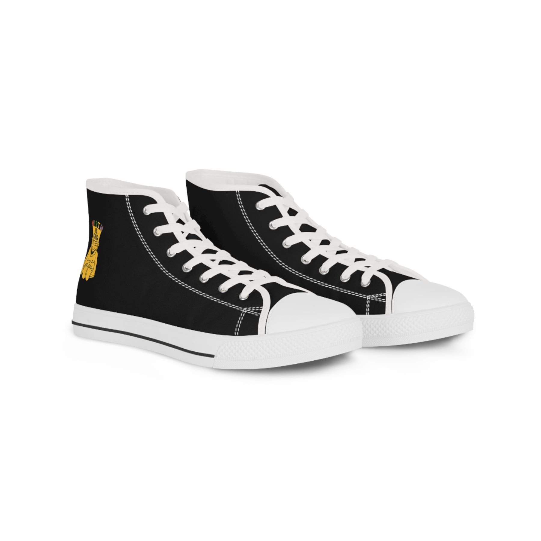 Royal Order of Jesters Sneaker - High Top Black & White Mirth is King - Bricks Masons