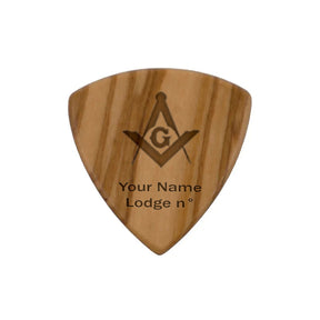 Master Mason Blue Lodge Wood Guitar Pick - Acoustic Electric Bass - Bricks Masons