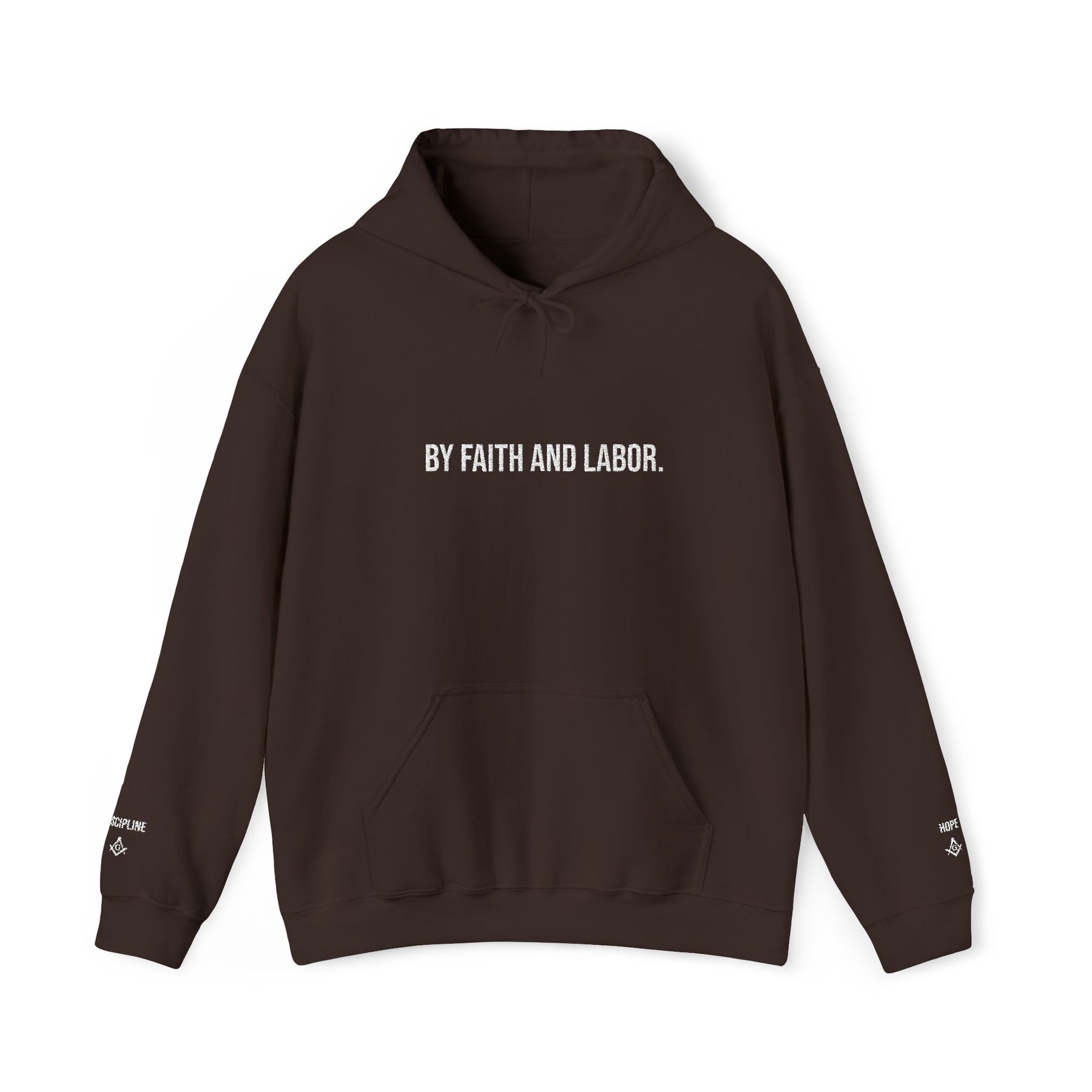 Master Mason Blue Lodge Hoodie - By Faith And Labor with Square & Compass G Embroidery - Bricks Masons