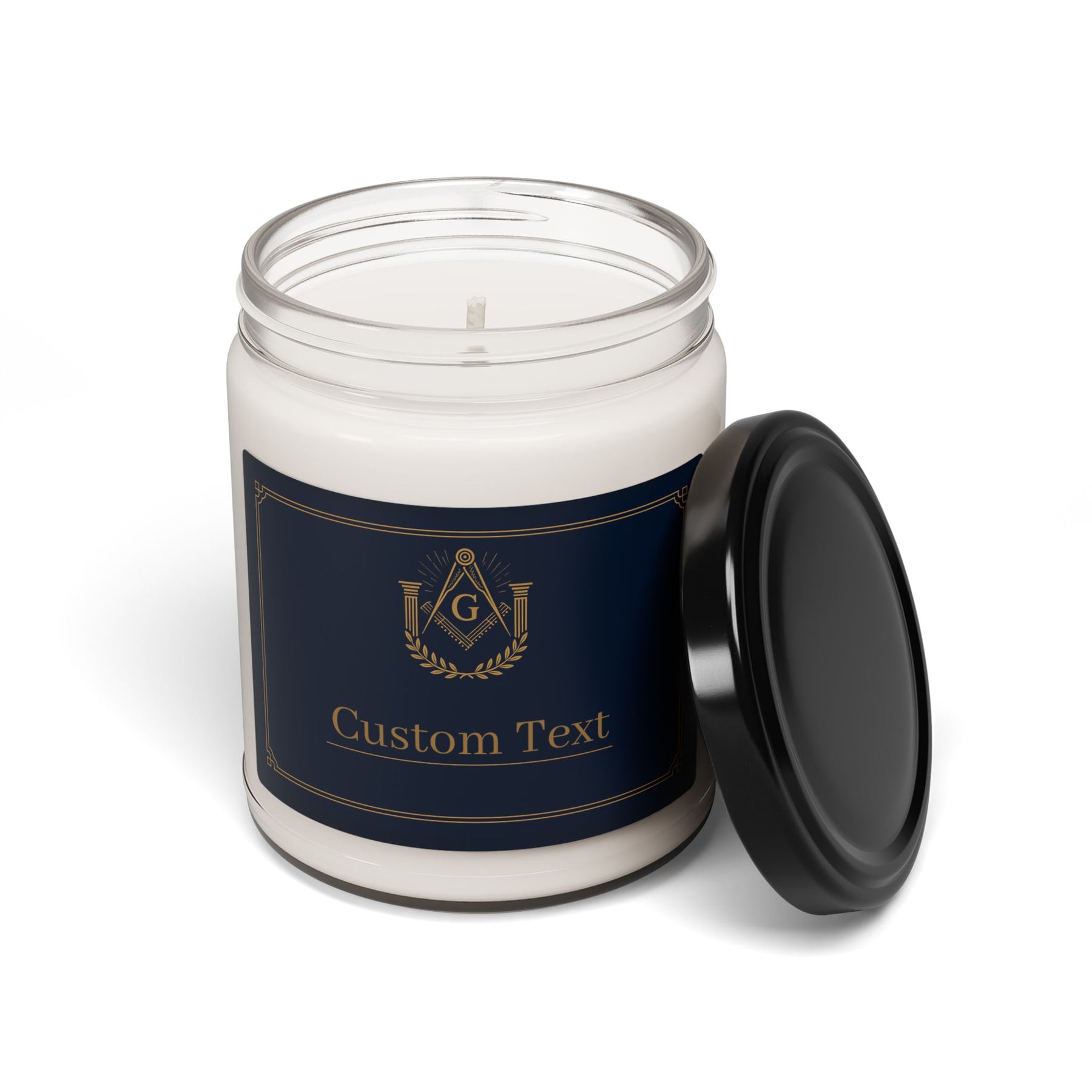 Master Mason Blue Lodge Candle - S&C with G and Pillars Christmas Customized - Bricks Masons