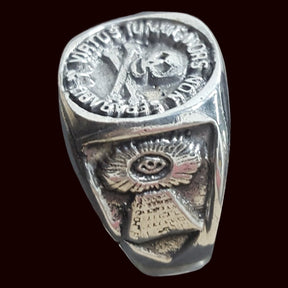 Silver Masonic Ring Virtus Junxit Mors Masonry Art 61 - Bricks Masons