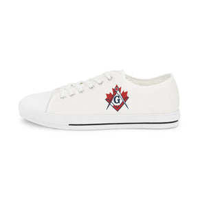 Master Mason Blue Lodge Canada Jurisdiction Sneaker - Low Top Sneaker Black & White S&C Maple Leaf - Bricks Masons