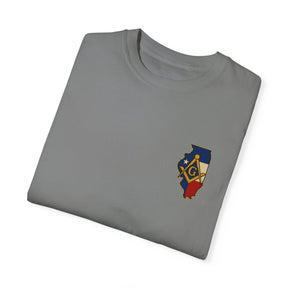 Master Mason Blue Lodge T-Shirt - Garment-Dyed Illinois Mason - Bricks Masons