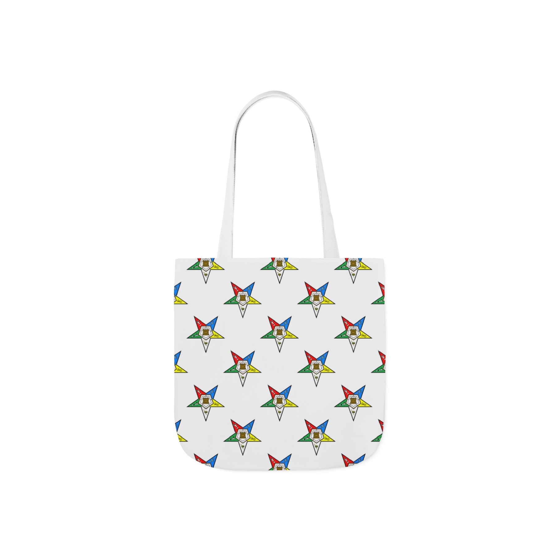 OES Tote Bag - White Polyester With Colorful Star - Bricks Masons